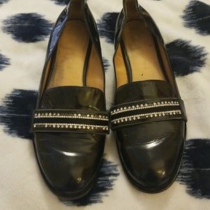 Black patent leather flats